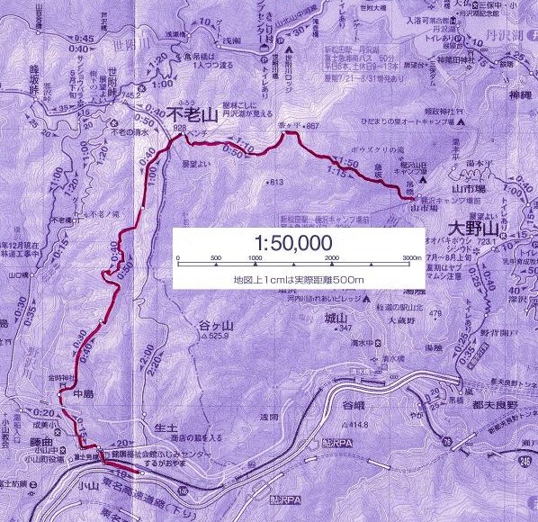 昭文社の2007年丹沢地図の部分コピー