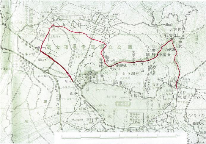 日地出版、富士五湖地図1989年版の部分コピー