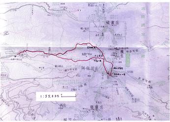日地出版の八ヶ岳地図(1969年)の部分コピー,赤岳周辺