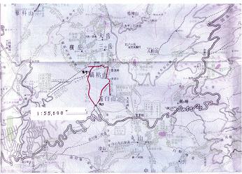 日地出版の八ヶ岳地図(1969年)の部分コピー,縞枯山周辺