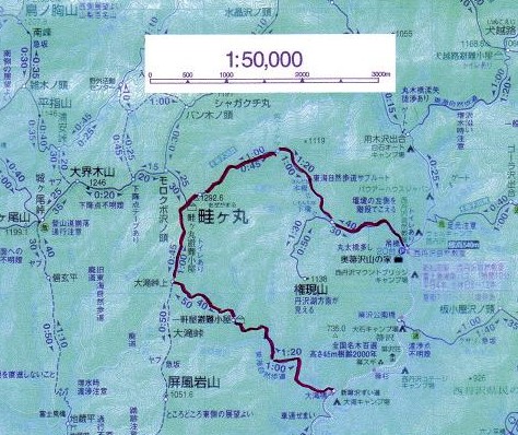 昭文社地図、２００７年丹沢の部分コピー