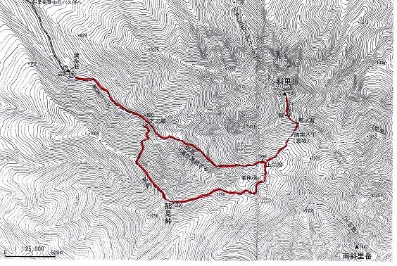 毎日新聞旅行から入手した斜里岳の地図のコピー