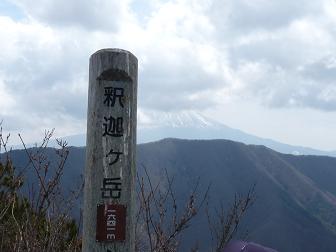 釈迦ガ岳頂上から富士山