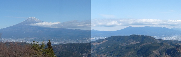 浜石岳頂上から富士、愛鷹山、箱根