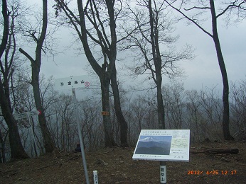 倉岳山頂上の標識