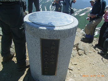 大朝日岳頂上の標識