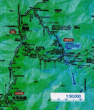 ２０１２年昭文社の地図槍ヶ岳穂高岳の部分コピー