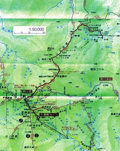 ２０００年昭文社の地図木曽駒・空木岳の部分コピー