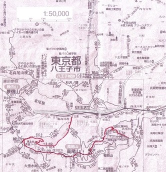昭文社の地図２０１０年高尾・陣馬の部分コピー